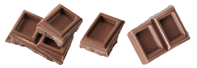 Set of chocolate pieces cut out