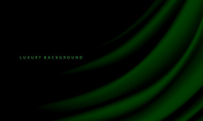 Realistic green fabric wave black shadow blank space for text place luxury background texture vector