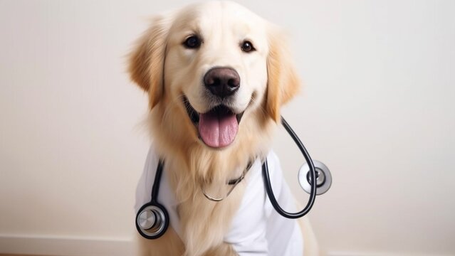Canine Caregiver: A Dog Dressed in a Doctor's Coat, Spreading Love and Comfort