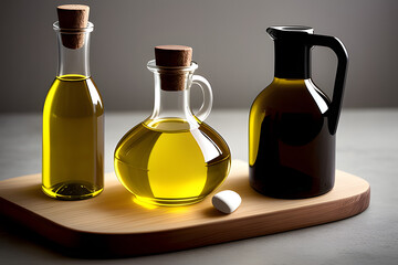 Bottle of olive oil and vinegar isolated