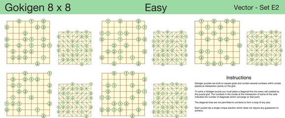 5 Easy Gokigen 8 x 8 Puzzles. A set of scalable puzzles for kids and adults, which are ready for web use or to be compiled into a standard or large print activity book.