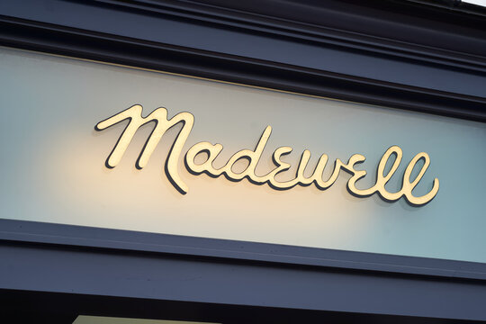 Westport, CT - April 7, 2023 : Madewell clothing brand boutique storefront logo sign.