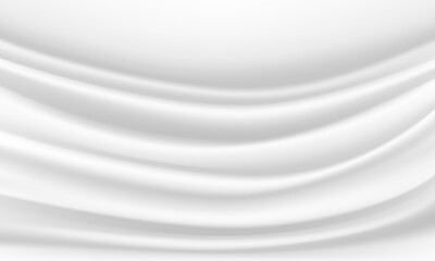 Realistic white fabric wave luxury background texture vector