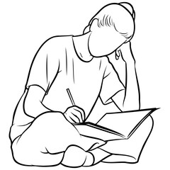 College Student Line Drawing.