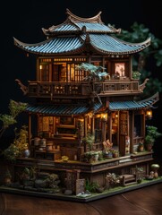 Obraz premium Chinese temple. AI generated art illustration.