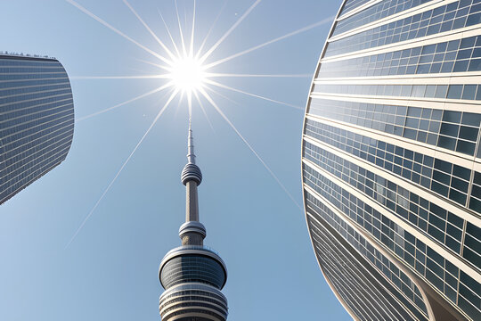 Low Angle View Of Fernsehturm Against Clear Sky