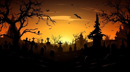 Abstract Halloween Background from Graveyard. AI Generation