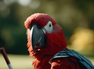 Obraz premium Parrot Golf Player On Fairway Golfing At Dawn Generative AI