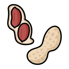 太い線で描かれたカットイラスト / 皮付きピーナッツ