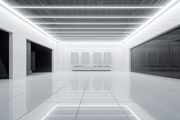 an empty white room with minimalist design. Generative AI