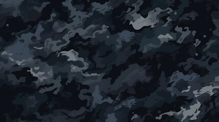 Seamless Rough Textured Military, Hunting, or Paintball Camouflage Pattern in Dark Black and Gray Palette. AI Generation - obrazy, fototapety, plakaty