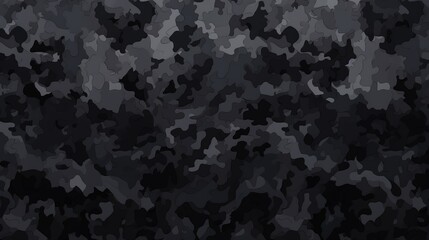 Seamless Rough Textured Military, Hunting, or Paintball Camouflage Pattern in Dark Black and Gray Palette. AI Generation