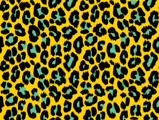 Yellow leopard spots, wild cat fur pattern. Animal skin decorative background.