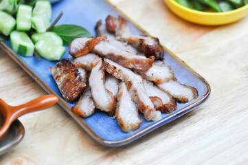 grilled pork , pork steak or sliced pork