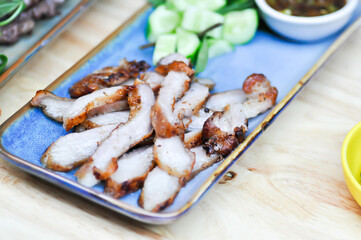 grilled pork , pork steak or sliced pork