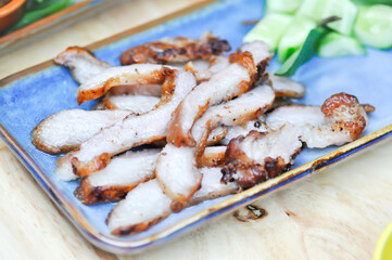 grilled pork , pork steak or sliced pork