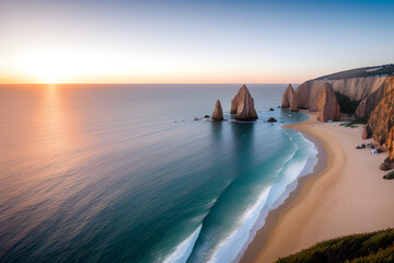 Sunset on the beach of Cabo da Roca, Portugal