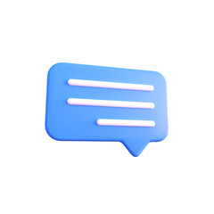 Blue bubble chat icon illustration 3d render isolated perspective view PNG transparent