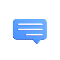 Blue bubble chat icon illustration 3d render isolated front view PNG transparent