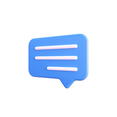 Blue bubble chat icon illustration 3d render isolated side view PNG transparent