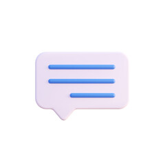 White bubble chat icon illustration 3d render isolated front view PNG transparent