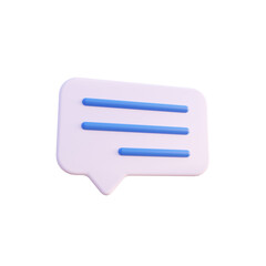 White bubble chat icon illustration 3d render isolated perspective view PNG transparent