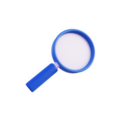 3d render blue magnifier illustration icon bottom view isolated NG transparent