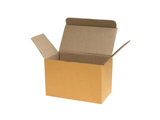 open parcel cardboard for packing goods delivery isolated on transparent