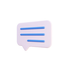 White bubble chat icon illustration 3d render isolated side view view PNG transparent