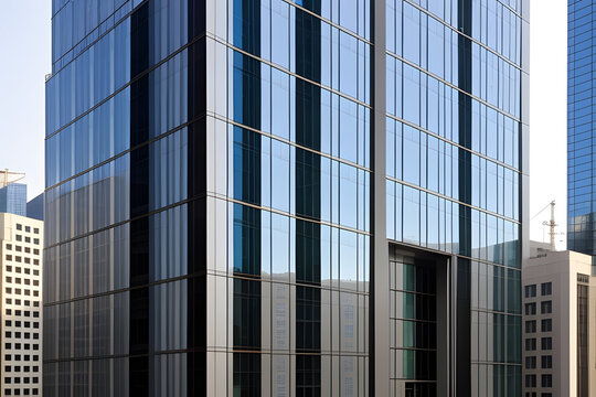 a modern glass wall facade buildings . hk