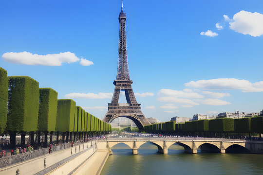 Eiffel Tower on Champs de Mars in Paris, France