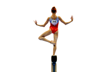 back female gymnast athlete balancing on balance beam gymnastics, olympic sports included in summer games