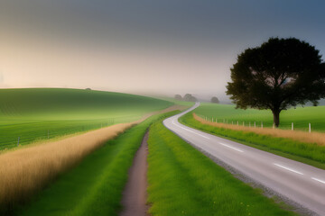 Fototapeta premium Road in field