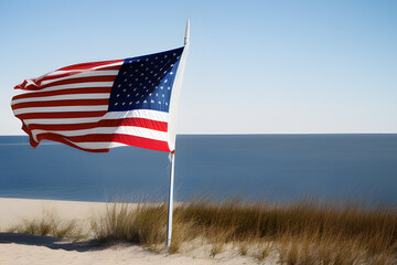 American Flag and USMC flag