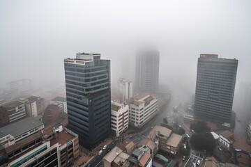  Bogot Colombia centrum city in fog , generative artificial intelligence