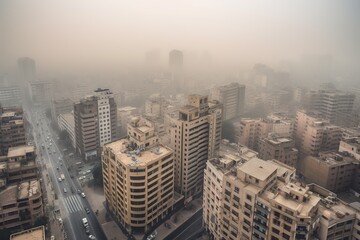 Fototapeta na wymiar Cairo Egypt centrum city in fog, generative artificial intelligence