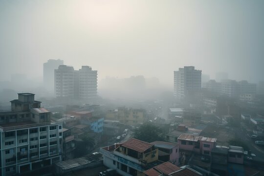 Chennai India centrum city in fog, generative artificial intelligence