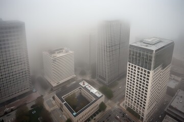 Fototapeta na wymiar Houston United States centrum city in fog , generative artificial intelligence