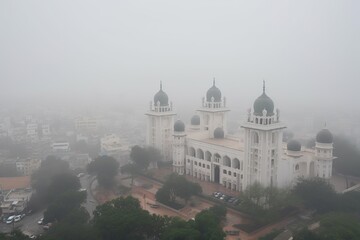 Hyderabad India centrum city in fog, generative artificial intelligence