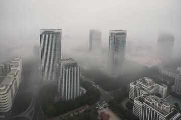  Jakarta Indonesia centrum city in fog , generative artificial intelligence