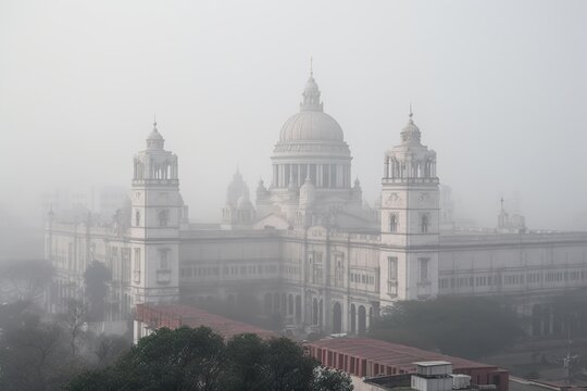 Kolkata India centrum city in fog , generative artificial intelligence
