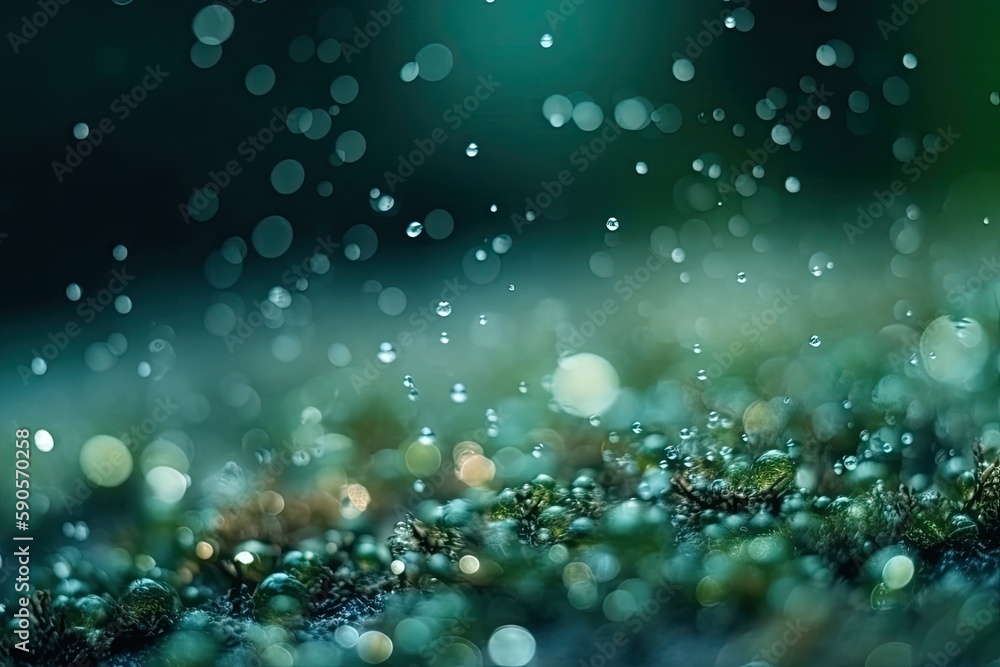 Poster water droplets in macro view on a surface. generative ai