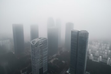 Fototapeta na wymiar Shenzhen China centrum city in fog , generative artificial intelligence