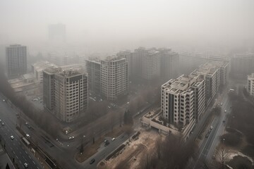 Fototapeta na wymiar Tehran Iran centrum city in fog , generative artificial intelligence