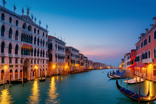 View of piazza san marco and grand canal behind a typical venetian light pole, Venice, Veneto, Italy