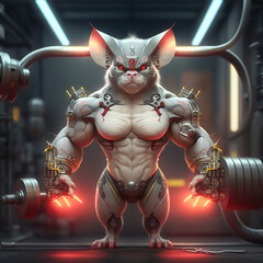 fantasy warrior robot chinchilla bodybuilder cyberspace cyberpunk