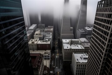  San Francisco United States centrum city in fog , generative artificial intelligence
