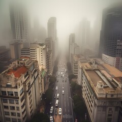  Sao Paulo Brazil centrum city in fog , generative artificial intelligence