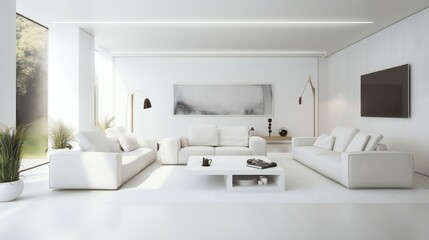 Contemporary Living Room Interior, 3D render, 3D illustration