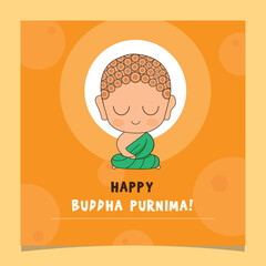 Happy Buddha Purnima Day Festival Greetings Vector Design.